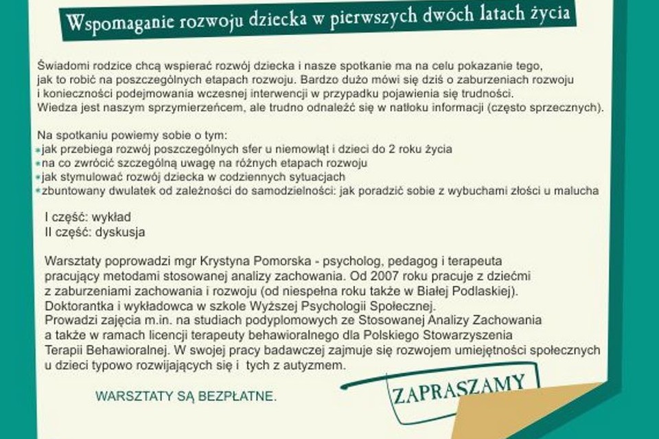 Świadomy Rodzic - bezpłatne warsztaty - Zdjęcie główne