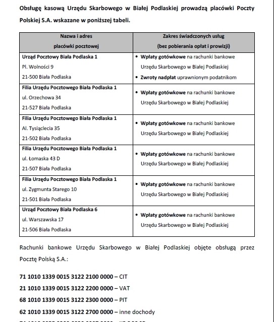 Poczta Polska z obsługą kasową Urzędu Skarbowego - Zdjęcie główne