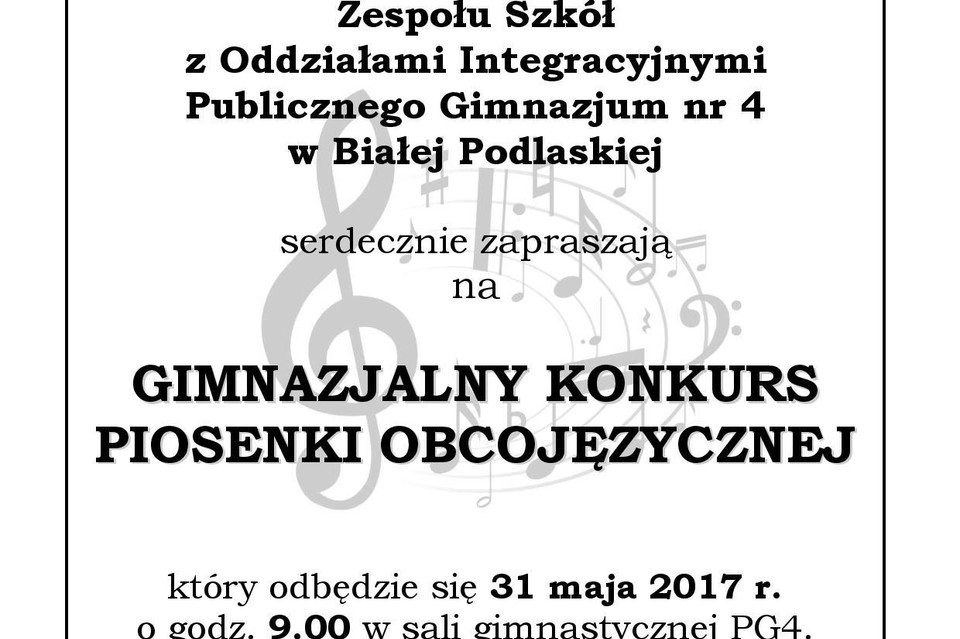 Gimnazjalny Konkursu Piosenki Obcojęzycznej - Zdjęcie główne