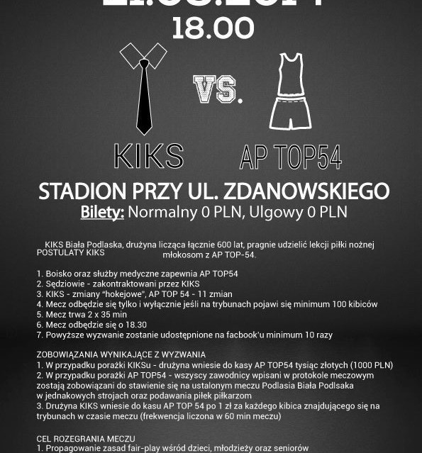 Drużyna AP TOP54 przyjęła wyzwanie KIKS Biała Podlaska - mecz pod koniec sierpnia - Zdjęcie główne