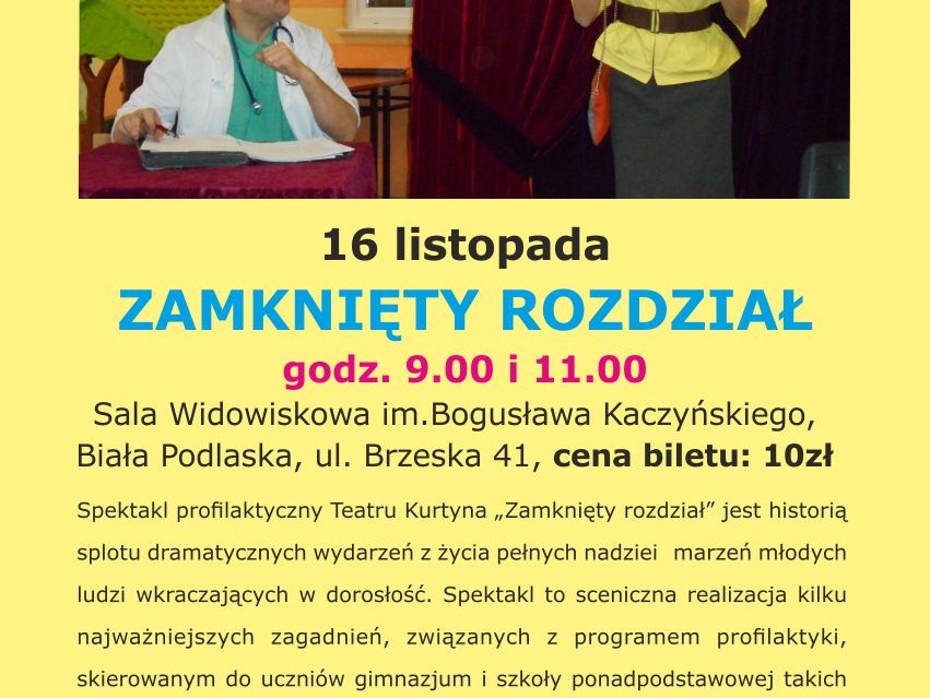 Spektakl profilaktyczny Teatru Kurtyna „Zamknięty rozdział” - Zdjęcie główne