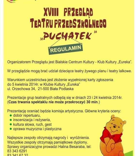 XVIII Przegląd Teatru Przedszkolnego - Puchatek - Zdjęcie główne