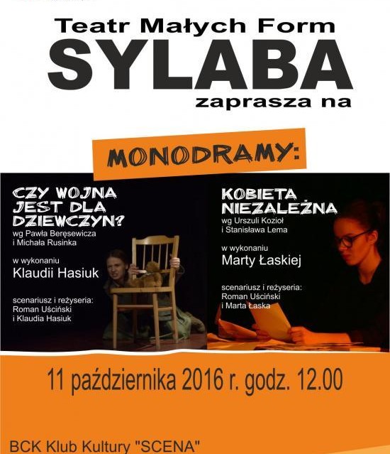 Teatr „Sylaba” zaprasza do udziału w monodramach - Zdjęcie główne