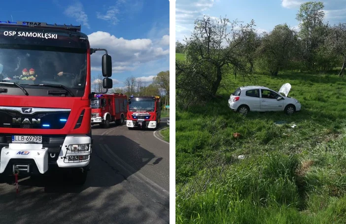 Powiat lubartowski: W Samoklęskach dachował samochód osobowy. Interweniowali strażacy - Zdjęcie główne