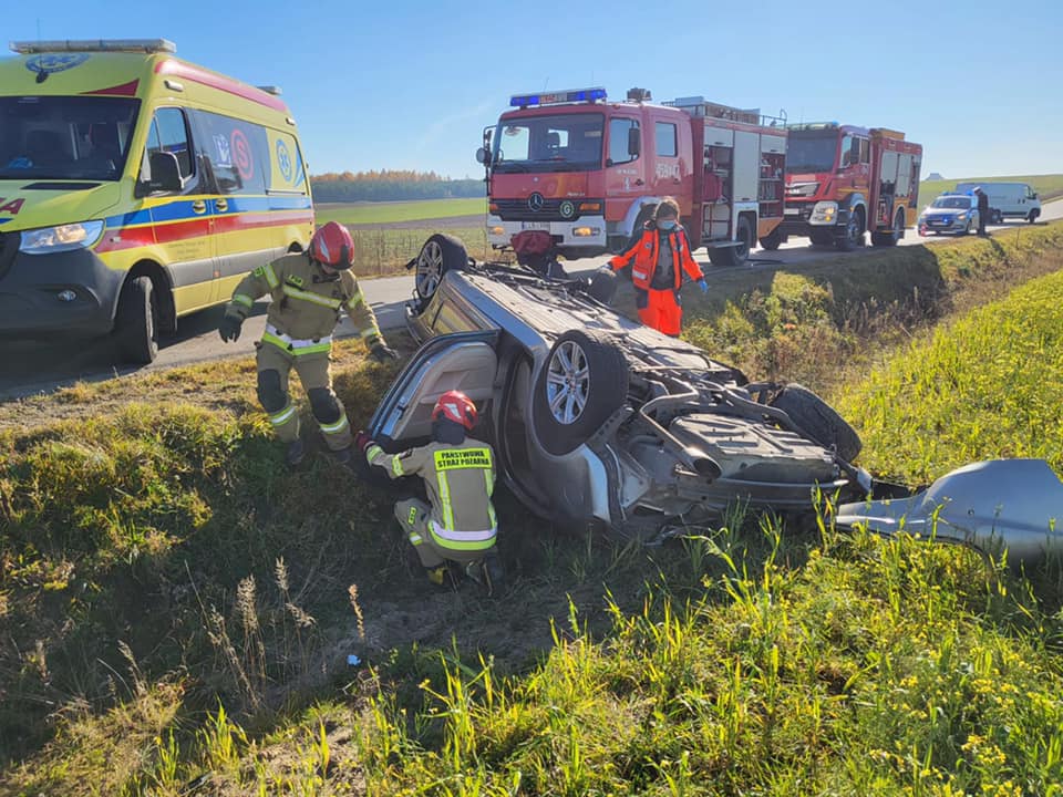 Dachowanie między Pałecznicą a Tarłem Kolonią w gminie Niedźwiada. Dwie osoby poszkodowane (zdjęcia) - Zdjęcie główne