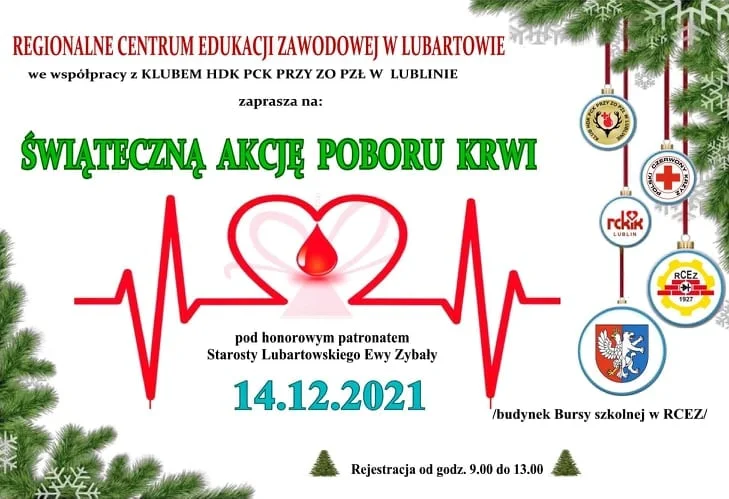 Świąteczna akcja poboru krwi w RCEZ w Lubartowie. Już we wtorek - Zdjęcie główne