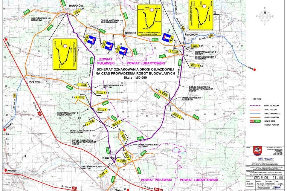 Tymczasowej organizacji ruchu na drodze powiatowej nr 1516L odcinek Baranów - Michów - Zdjęcie główne