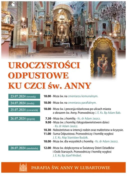 Uroczystości odpustowe u św. Anny. Plan odpustu w Lubartowie - Zdjęcie główne