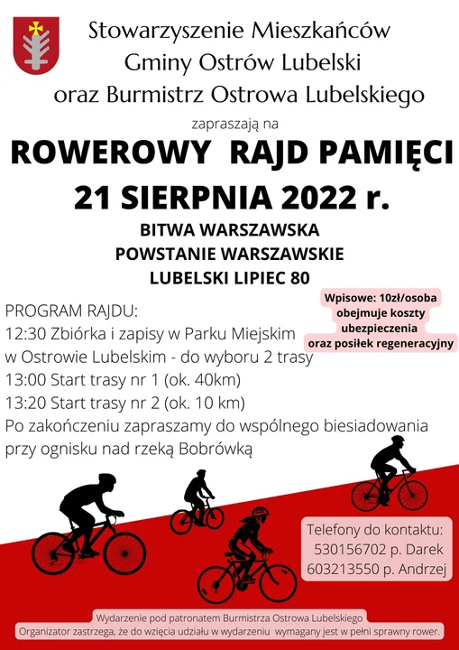 Rowerowy Rajd Pamięci w Ostrowie Lubelskim.  Rocznice historycznych wydarzeń - Zdjęcie główne