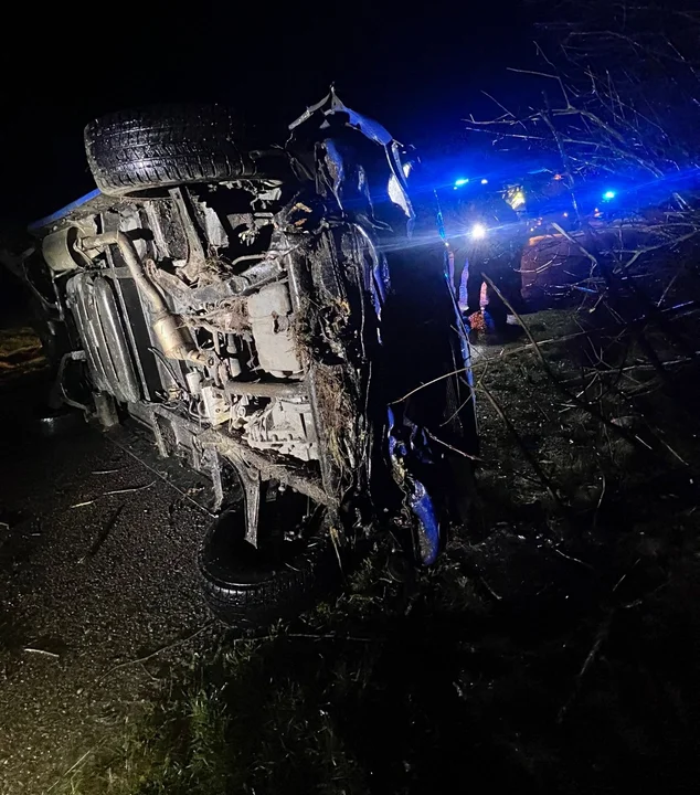 Bus uderzył w drzewo w Starym Uścimowie. Dwaj mężczyźni przewiezieni do szpitala - Zdjęcie główne