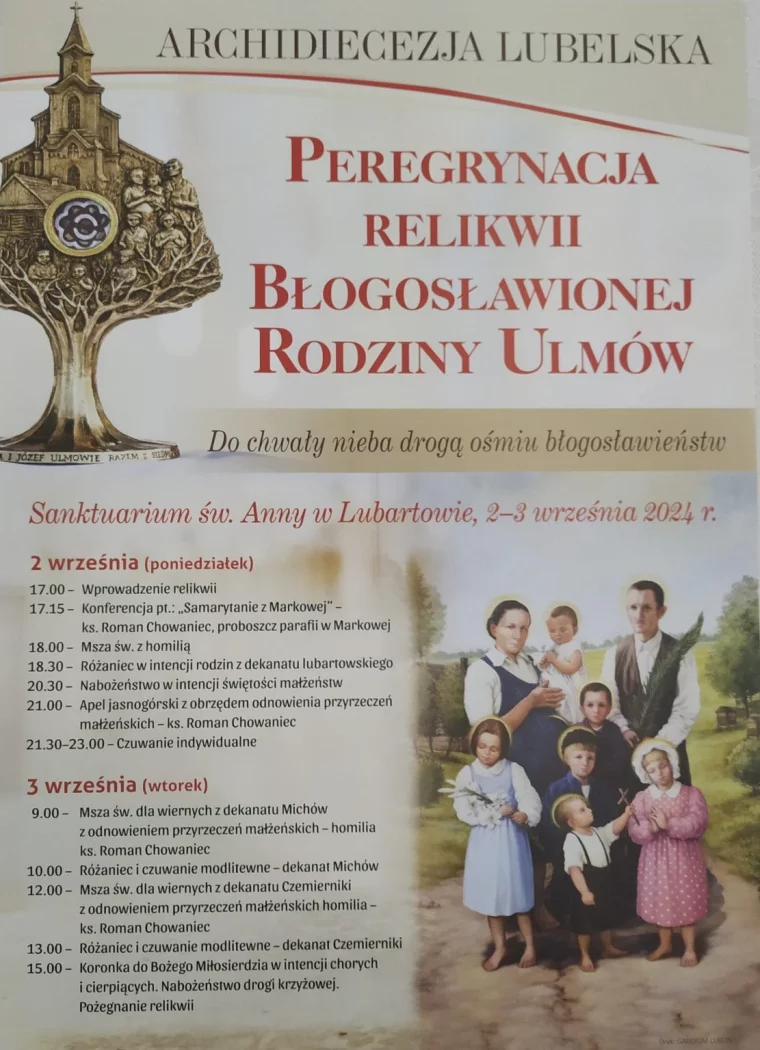 Relikwie rodziny Ulmów przyjadą do Lubartowa - Zdjęcie główne