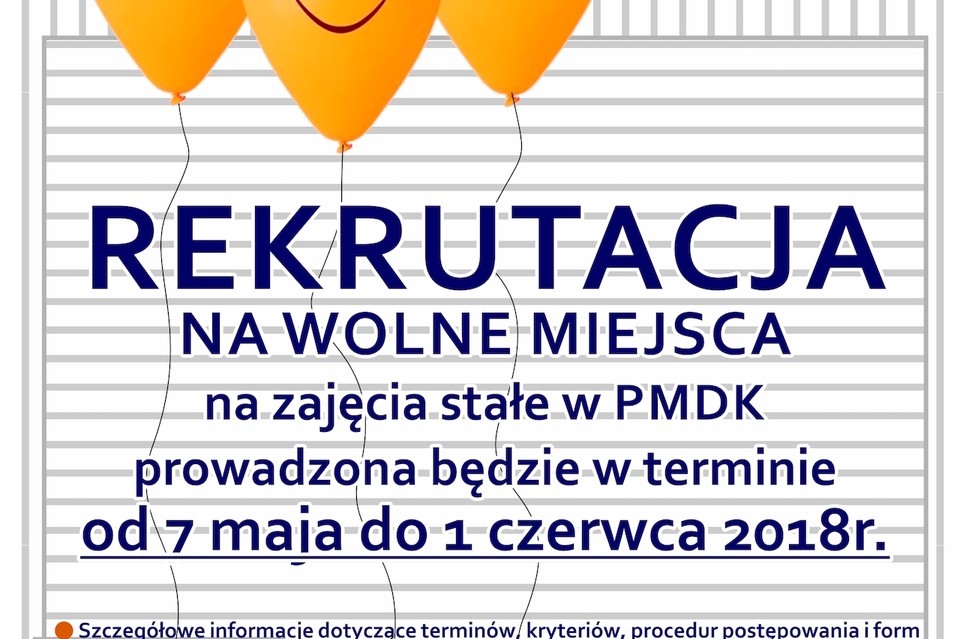 Rekrutacja na wolne miejsca w stałych formach zajęć edukacyjnych w PMDK - Zdjęcie główne