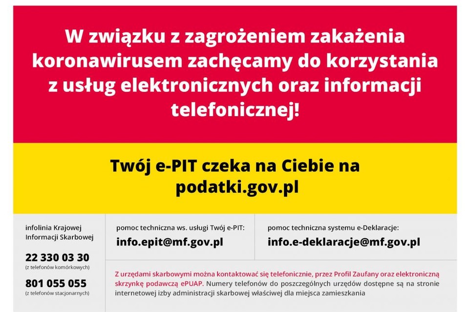 Przez koronawirus skarbówka zachęca do usług elektornicznych - Zdjęcie główne