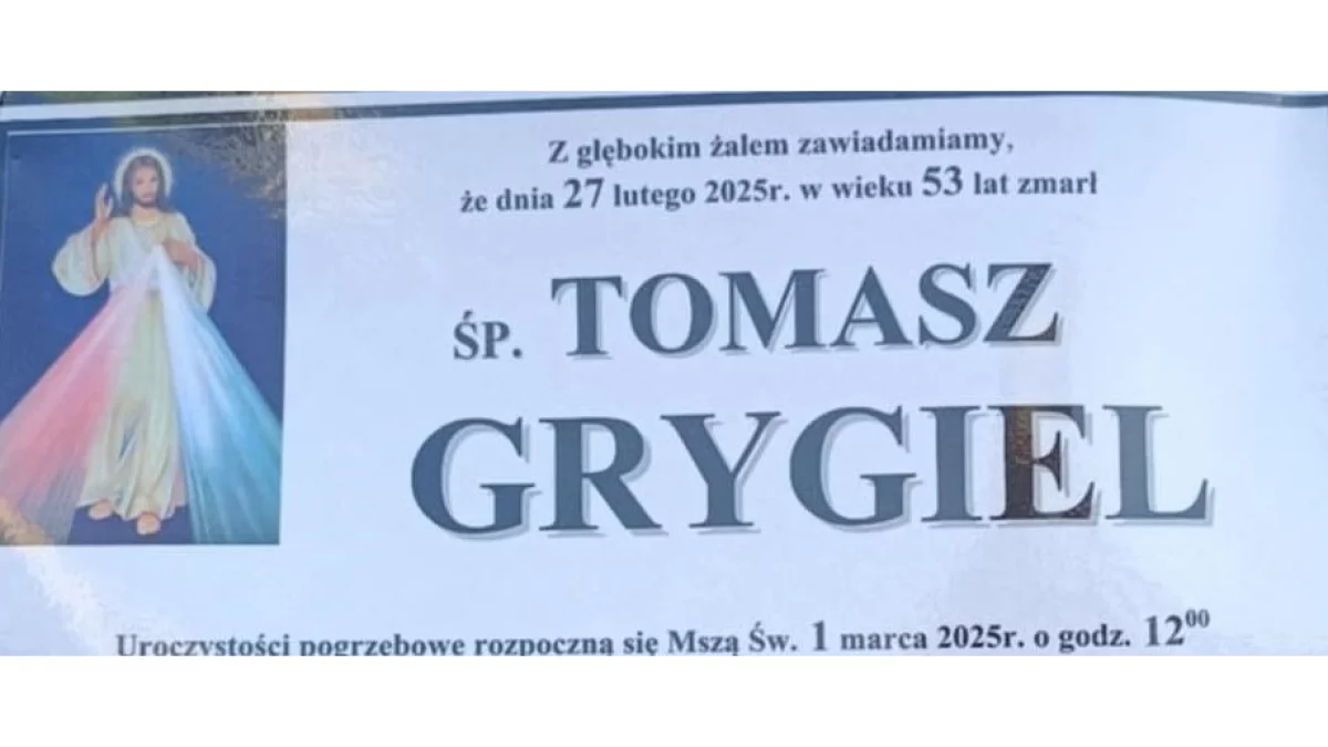 Ś.p. Tomasz Grygiel - Zdjęcie główne