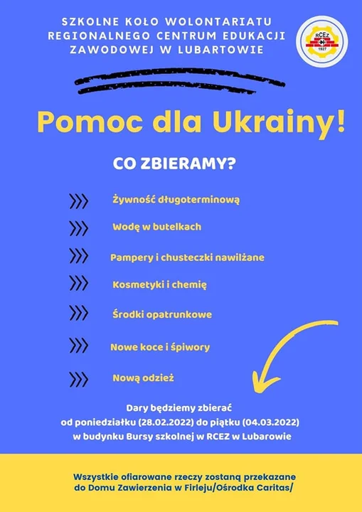 RCEZ w Lubartowie z pomocą dla Ukrainy. Zbiórka darów w budynku bursy szkolnej - Zdjęcie główne