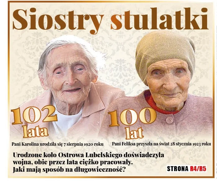 Wyjątkowe siostry: Feliksa i Karolina. Każda z nich przeżyła już 100 lat - Zdjęcie główne