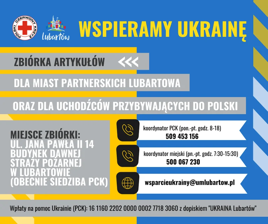 Lubartów pomaga Ukrainie. Zbiórka artykułów pierwszej potrzeby - Zdjęcie główne