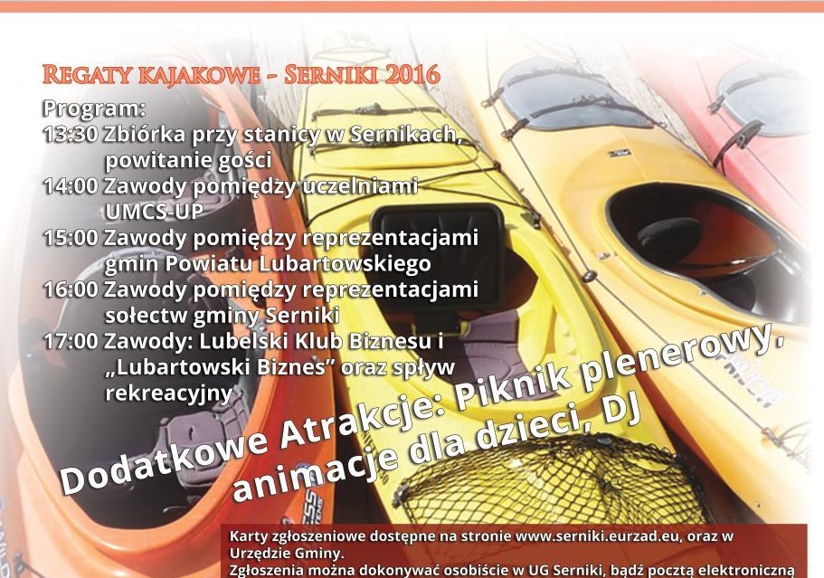 Regaty Kajakowe 2016 w Sernikach - Zdjęcie główne