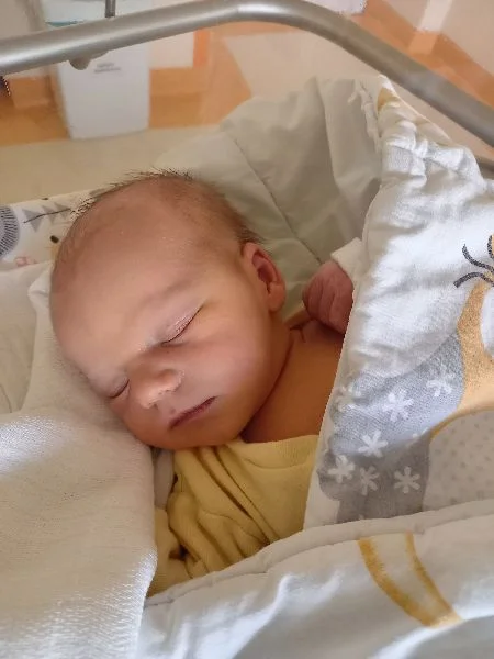 Aleksander Jeż, Pałecznica - Kol., pow. lubartowski ur. 10 maja, g. 21.50, 3,12 kg, 52 cm Rodzice: Paulina i Maciej 