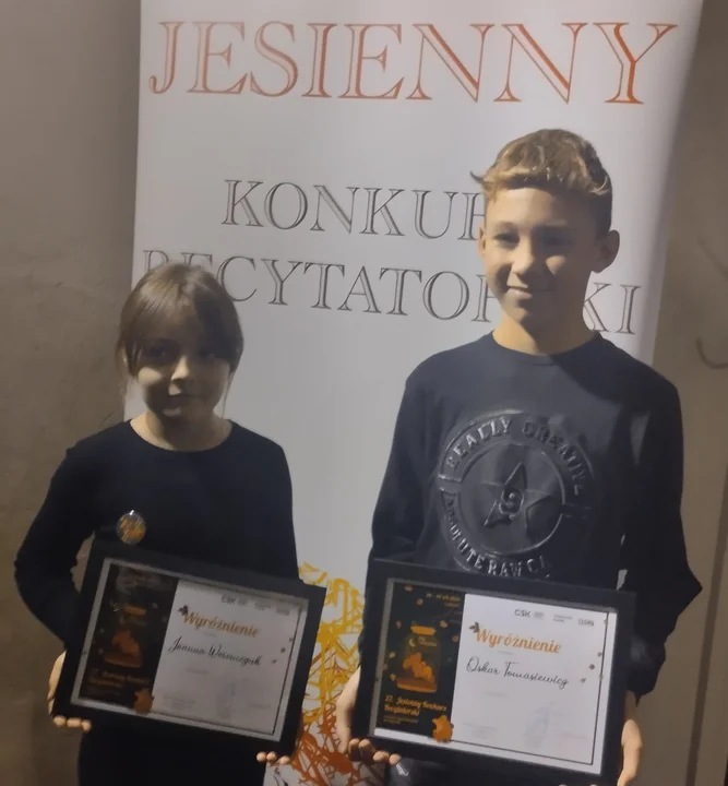 Sukcesy uczniów z Lubartowa. Oskar i Joasia na Jesiennym Konkursie Recytatorskim - Zdjęcie główne