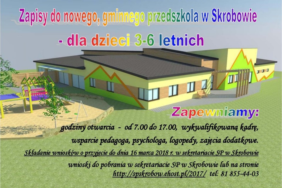 Zapisy do gminnego przedszkola w Skrobowie - Zdjęcie główne