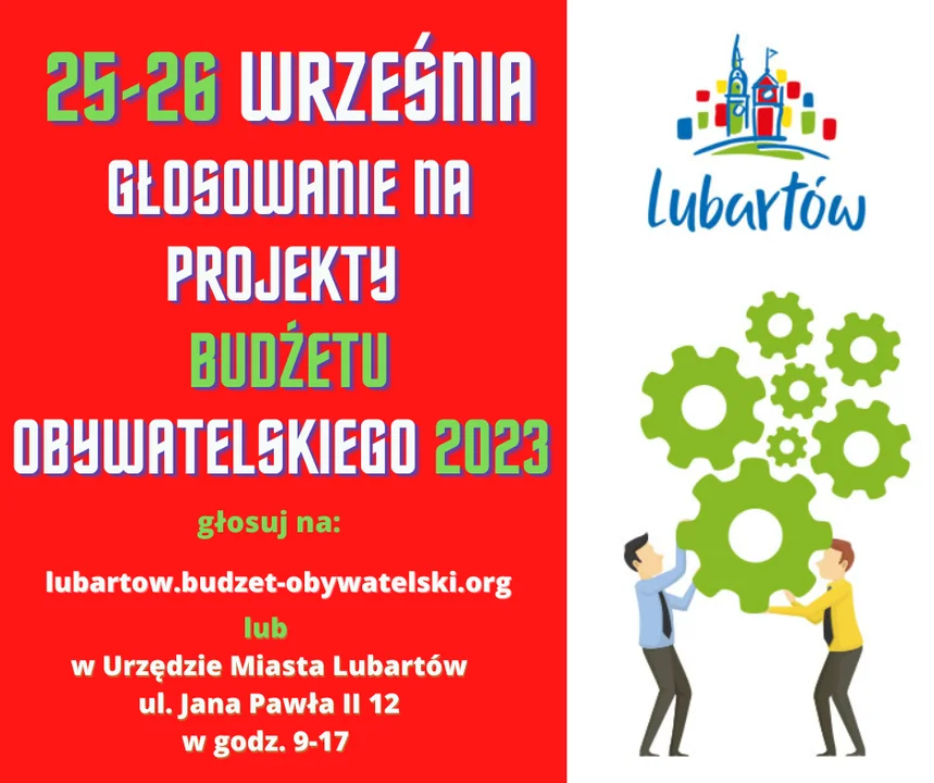 Głosowanie w Lubartowie 25 - 26 września. Cztery projekty z Budżetu Obywatelskiego do wyboru - Zdjęcie główne