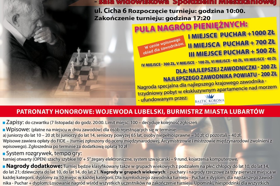 Turniej szachowy już 9 listopada - Zdjęcie główne