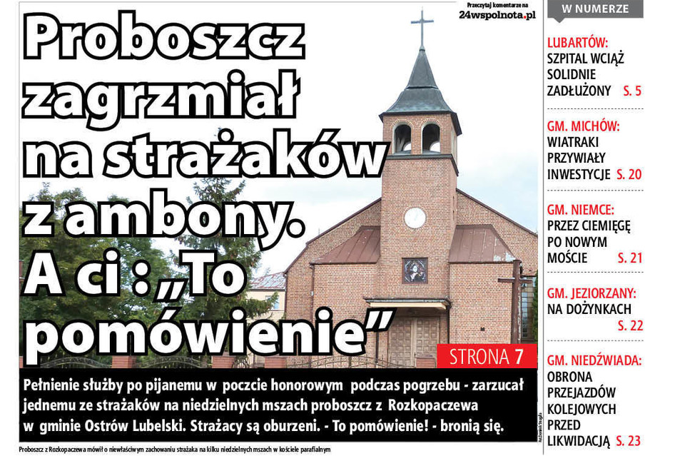 Proboszcz zagrzmiał na strażaków z ambony. A ci "To pomówienie" - Zdjęcie główne