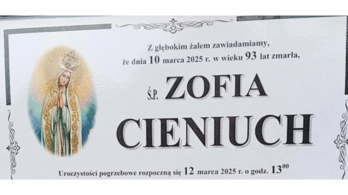 Śp. Zofia Cieniuch - Zdjęcie główne