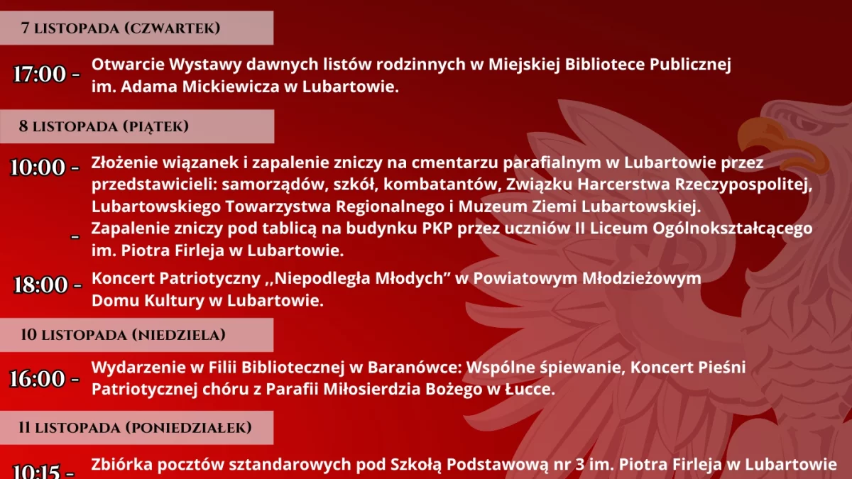 Tydzień niepodległościowych obchodów w Lubartowie - Zdjęcie główne