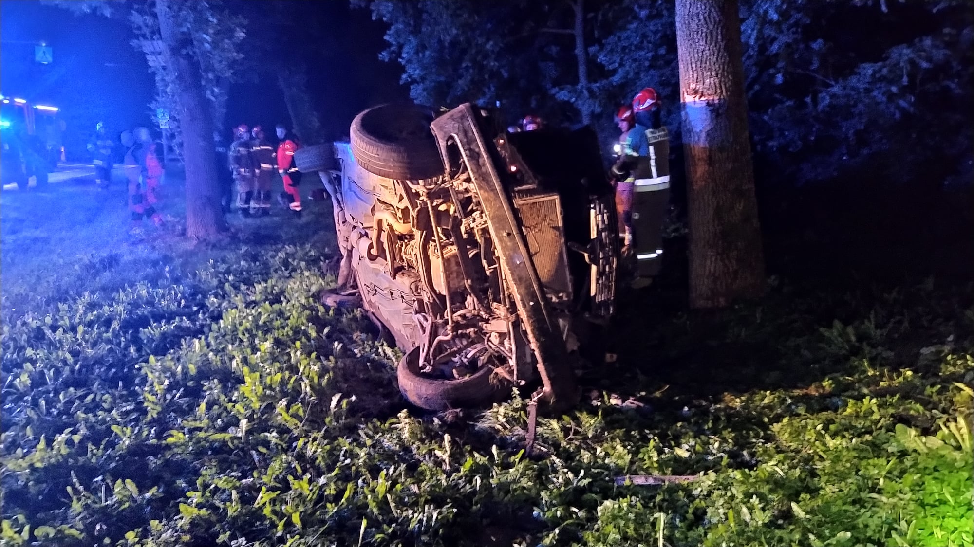 Samochód wypadł z drogi w Woli Lisowskiej. Trzy osoby poszkodowane  - Zdjęcie główne