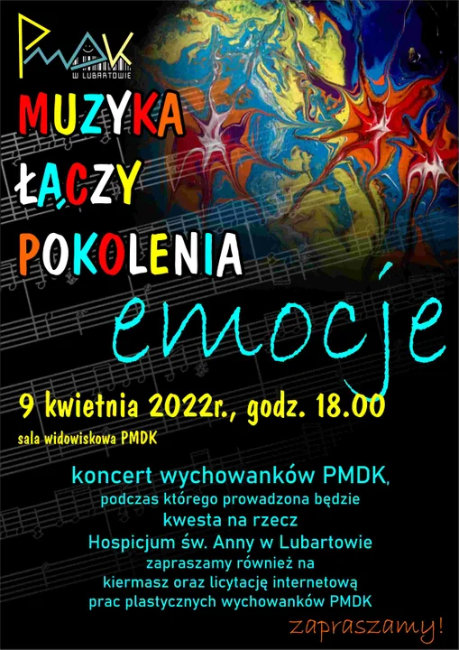 "Muzyka łączy pokolenia. Emocje" - PMDK w Lubartowie zaprasza na koncert w sobotę - Zdjęcie główne