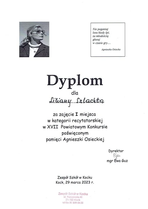 II LO w Lubartowie z wygraną w Konkursie Pamięci Agnieszki Osieckiej - Zdjęcie główne