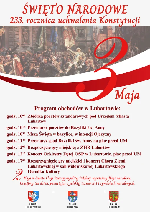 Święto 3 Maja w Lubartowie. Harmonogram obchodów - Zdjęcie główne