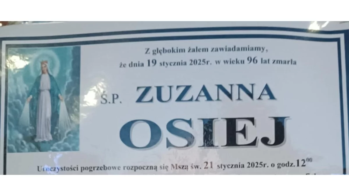 Ś.p. Zuzanna Osiej - Zdjęcie główne