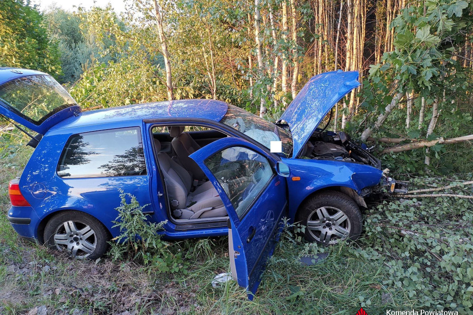 Volkswagen uderzył w drzewo - Zdjęcie główne