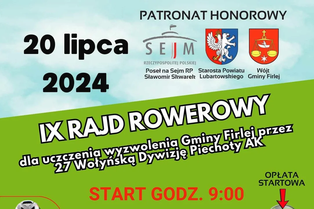 20.07.2024 - IX Rajd Rowerowy dla uczczenia wyzwolenia Gminy Firlej przez 27 Wołyńską Dywizję Piechoty AK - Zdjęcie główne