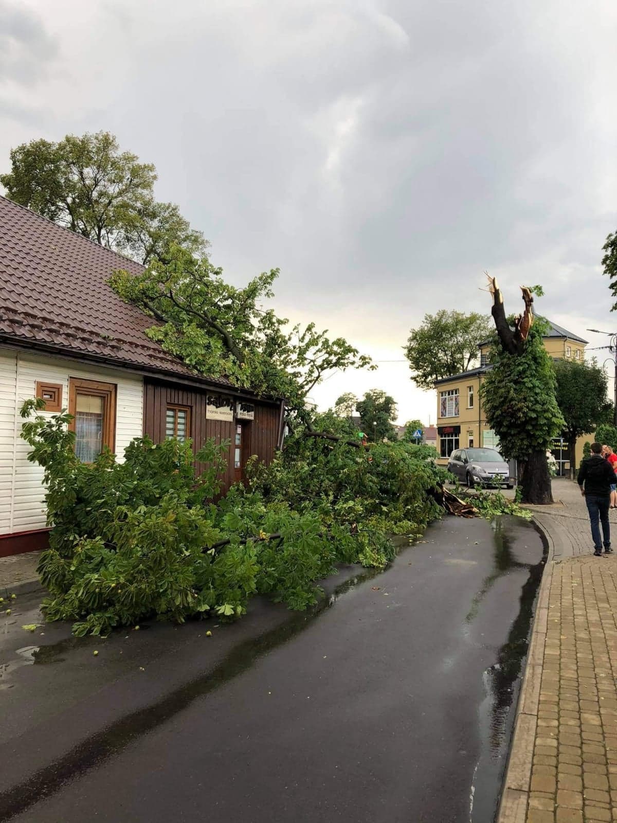 Gwałtowna burza przeszła nad Lubartowem. Są połamane drzewa i zalane ulice