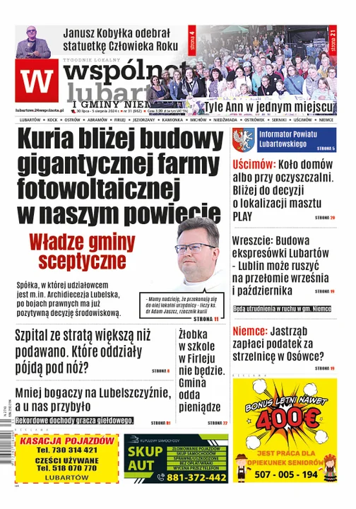 Najnowsze wydanie Wspólnoty Lubartowskiej (30 lipca 2024r) - Zdjęcie główne