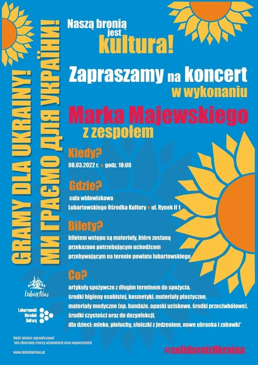 Koncert w Lubartowskim Ośrodku Kultury. Zagrają dla Ukrainy - Zdjęcie główne