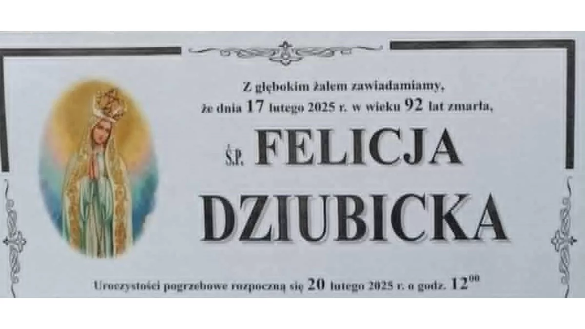 Ś.p. Felicja Dziubicka - Zdjęcie główne