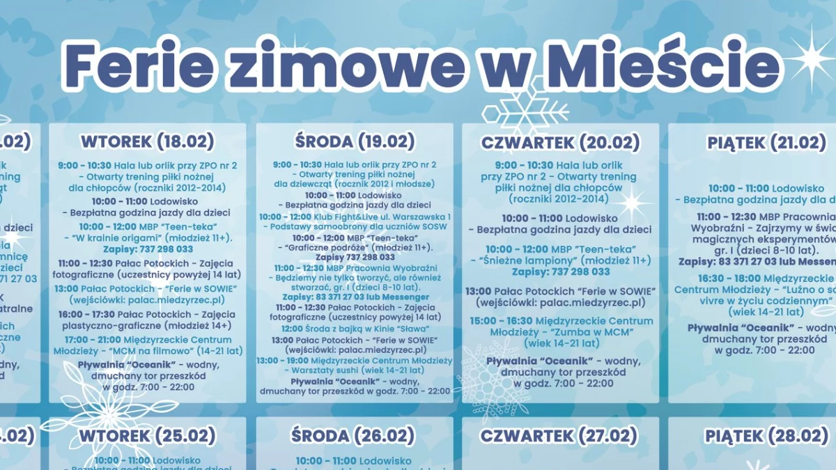 Ferie zimowe w Międzyrzecu Podlaskim – bogata oferta dla dzieci i młodzieży - Zdjęcie główne