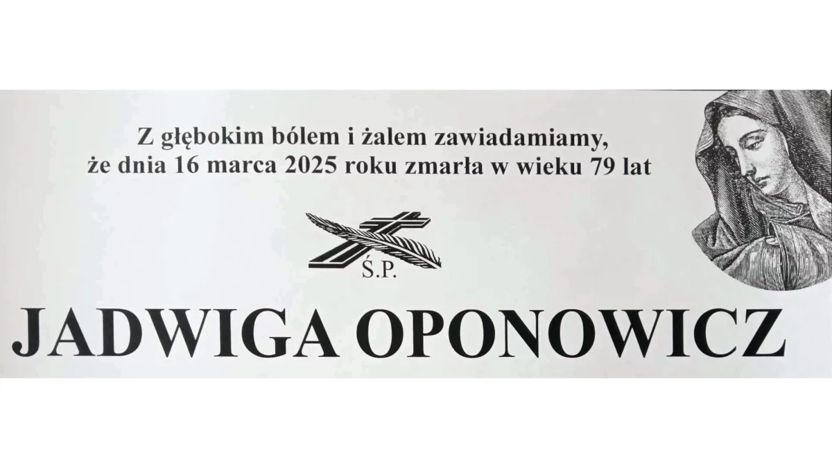 Nekrolog - Śp. Jadwiga Oponowicz - Zdjęcie główne