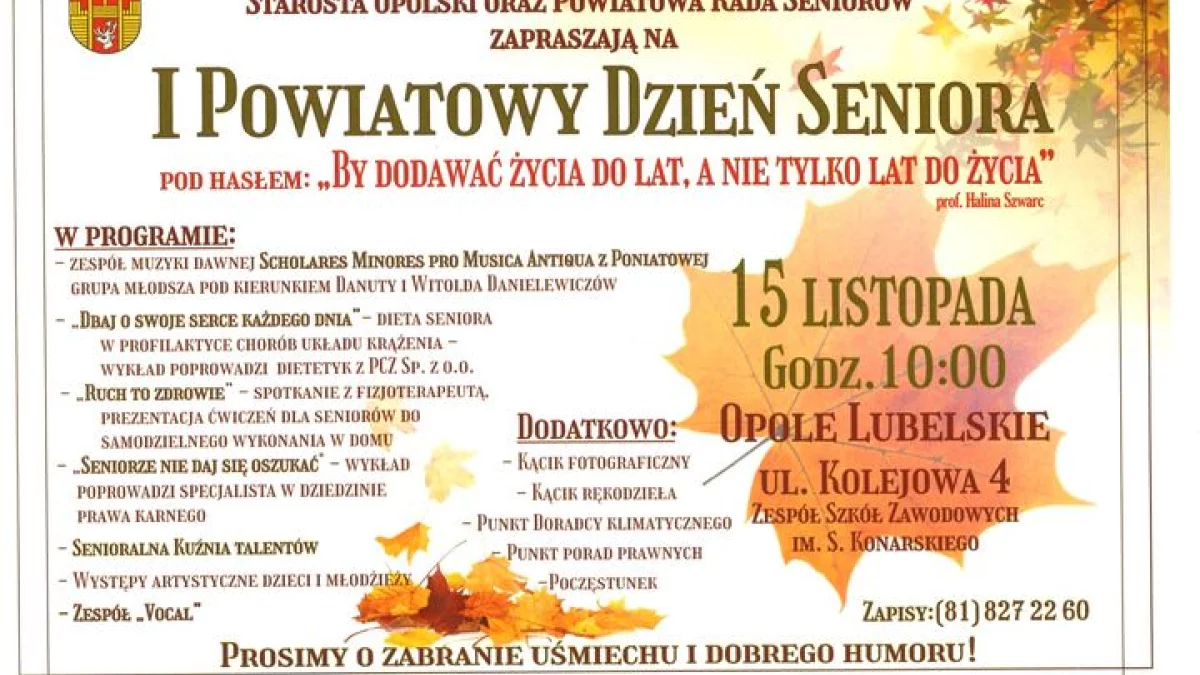 Powiat: I Powiatowy Dzień Seniora pod hasłem "By dodawać życia do lat, nie tylko lat do życia..." - Zdjęcie główne