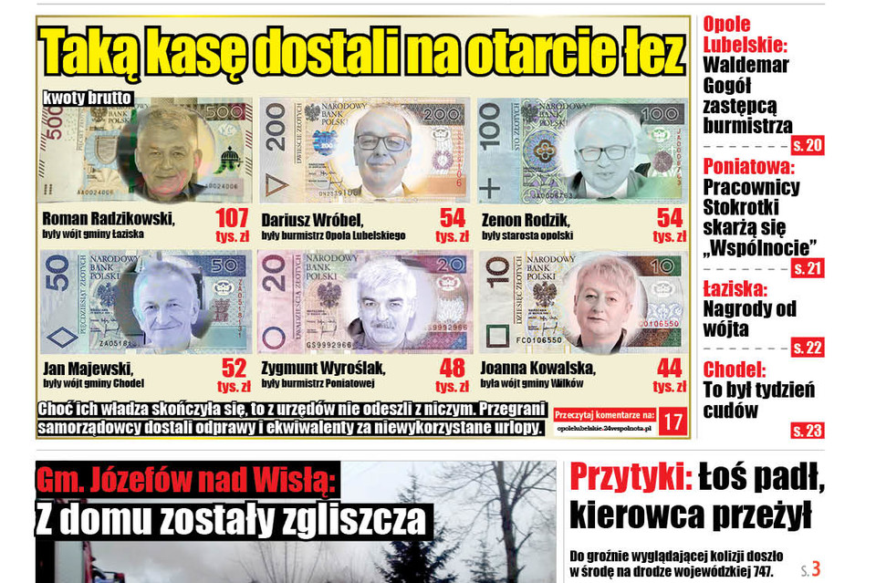 Taką kasę dostali na otarcie łez - Zdjęcie główne