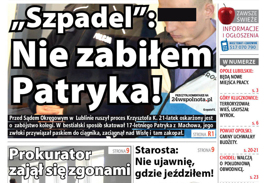 "Szpadel": Nie zabiłem Patryka! - Zdjęcie główne