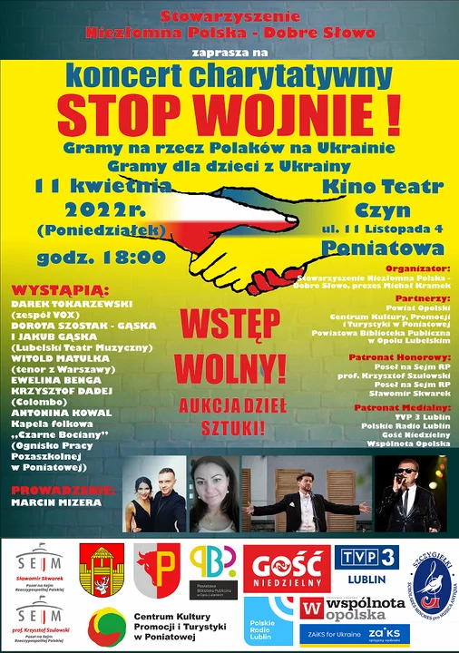 Poniatowa: Wesprzyj Ukraińców. Przyjdź na koncert charytatywny  - Zdjęcie główne