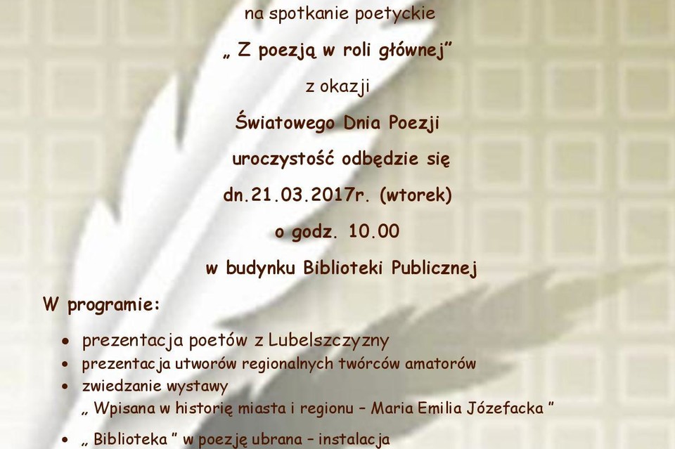 Spotkanie poetyckie "Z poezją w roli głównej" - Zdjęcie główne