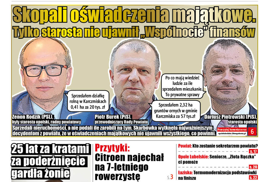 Skopali oświadczenia. Tylko starosta nie chce ujawnić "Wspólnocie" finansów - Zdjęcie główne