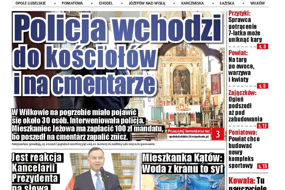 Policja wchodzi do kościołów i na cmentarze - Zdjęcie główne